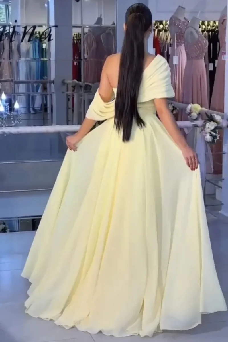 2026 Modern Off The Shoulder Vintage A Line Yellow Long Prom Dress Evening Dresses  Vestidos De Fiesta Elegantes