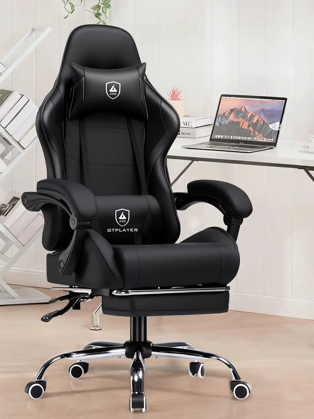 GTPLAYER Gaming-Stuhl, ergonomischer Bürostuhl mit Lendenstütze & Massagefunktion, höhenverstellbar, gepolstert, 150 kg