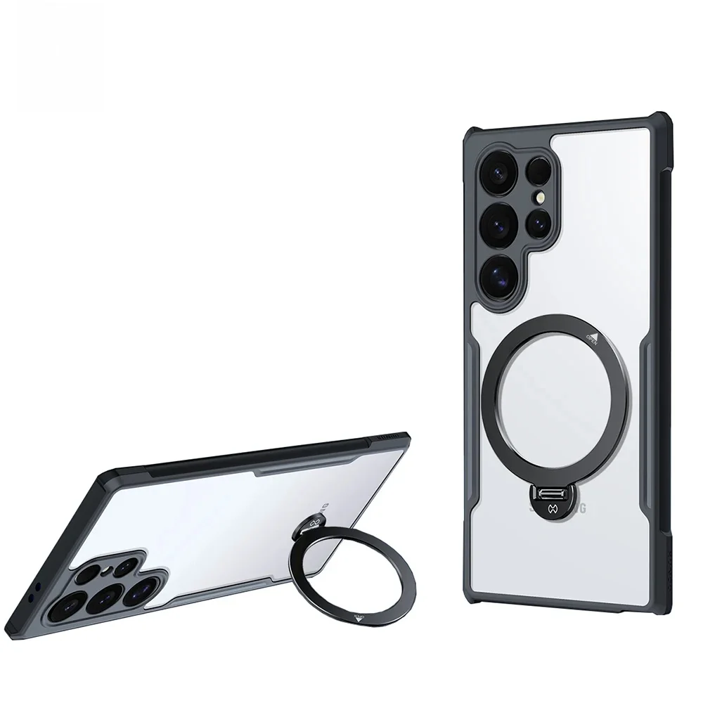 Xundd Etui z magnetycznym uchwytem 360 do Samsung Galaxy S25 S26 Ultra S26 Plus °   Obrotowa, przezroczysta osłona na plecy z poduszką powietrzną chroniącą przed upadkiem, wykonana z PC+TPU — zdjęcie produktu 7