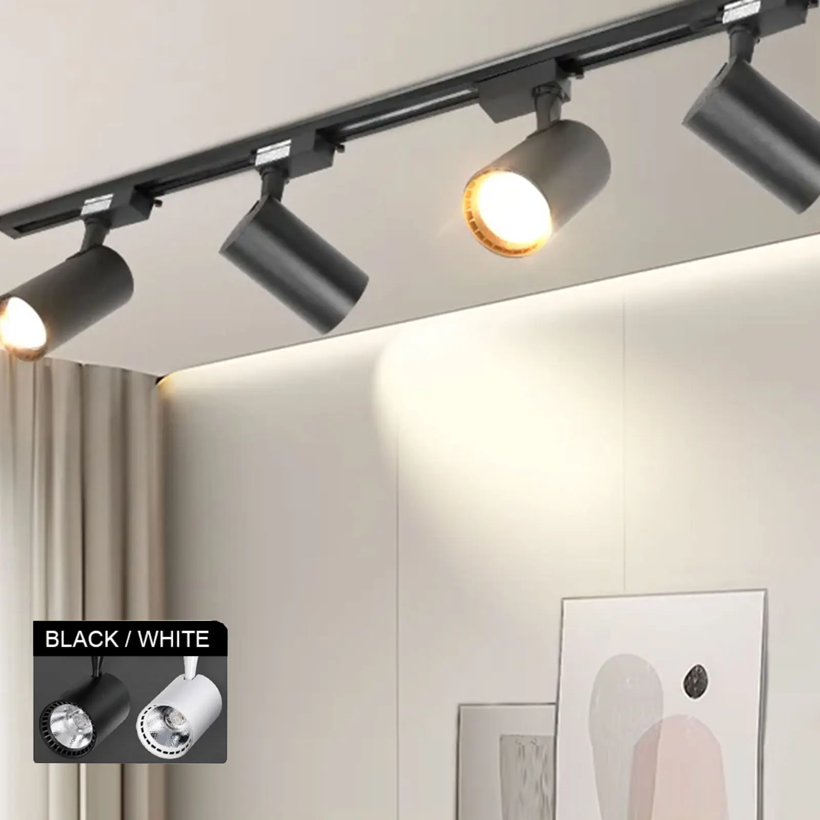 Kit di illuminazione LED a 6 luci, binario orientabile e flessibile, faretto regolabile, illuminazione commerciale per negozi, casa, camera da letto, ingresso, corridoio