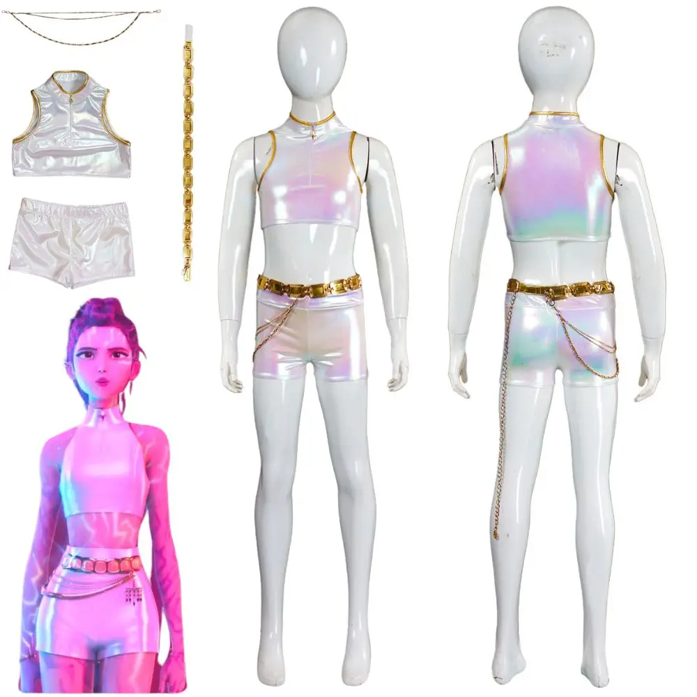 

Kpop Rumi Demon Hunters Cosplay Girl Stage Fantasy Costume for Women Top Shorts Roleplay Outfits Halloween Carnival Party Suit