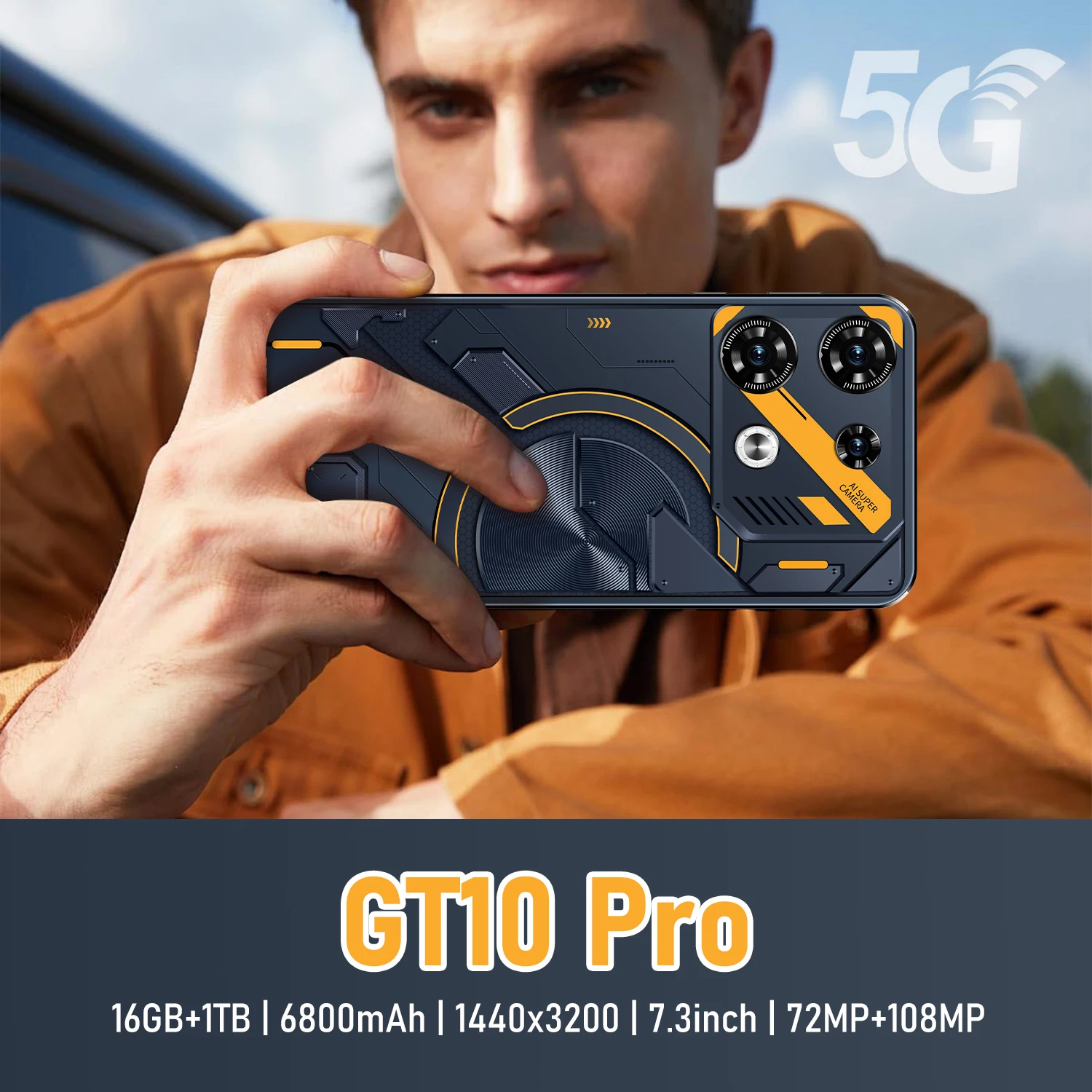 New GT10 Pro Smartphone 7.3inch Full Screen 4G/5G Cell Phone 16TB+1TB 6800mAh Mobile Phones 108MP Global Version Celulares