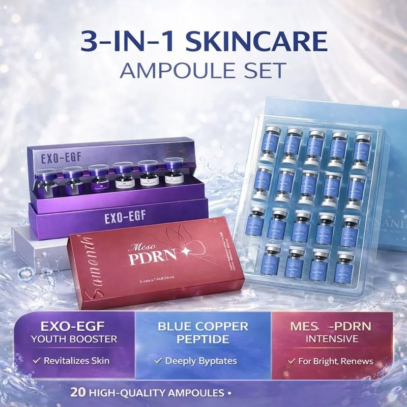 Kit de Suero Facial 3 en 1 con PDRN EXOGLOW, Péptidos de Cobre Azul, para Dr.Pen, Potenciador de la Piel GHK-CU, Hidratación Coreana para el Cuidado de la Piel