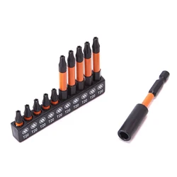 Set di punte per cacciavite Torx T20 T25 da 11 pezzi Set di punte Torx di sicurezza punta magnetica per cacciavite a percussione Torx con supporto