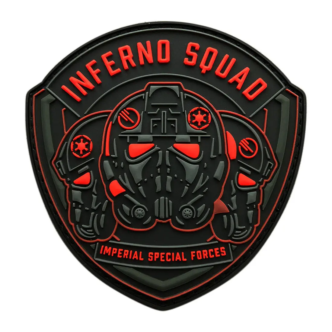 Low MOQ Custom PVC Patches Logo Personalized Design nferno Squad Imperial Special Forces Shield Patch