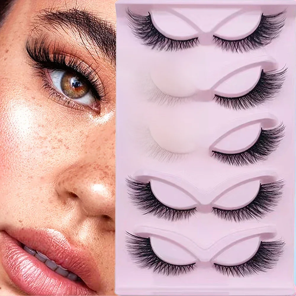 5 par rzęs Cat Eye Lashes 21mm Long Lashes Cat Eye Look Wispy Lashes Eye End Elongated Strip Thick False Eyelashes — zdjęcie 2
