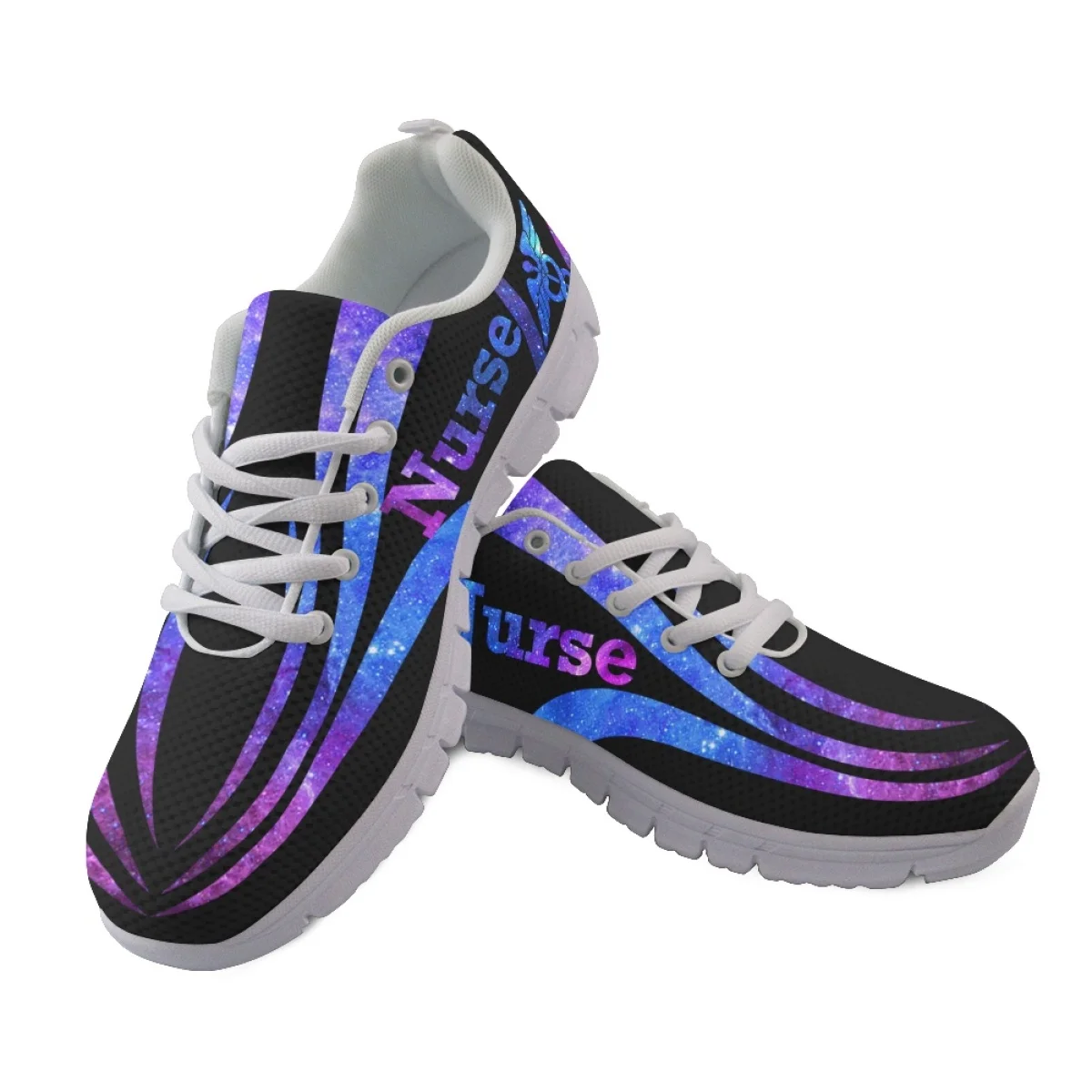 INSTANTARTS Women's Flat Shoes Galaxy Print Paramedic EMT EMS Pattern Lace-up Sneakers for Ladies Comfort Walking Footwear 2023