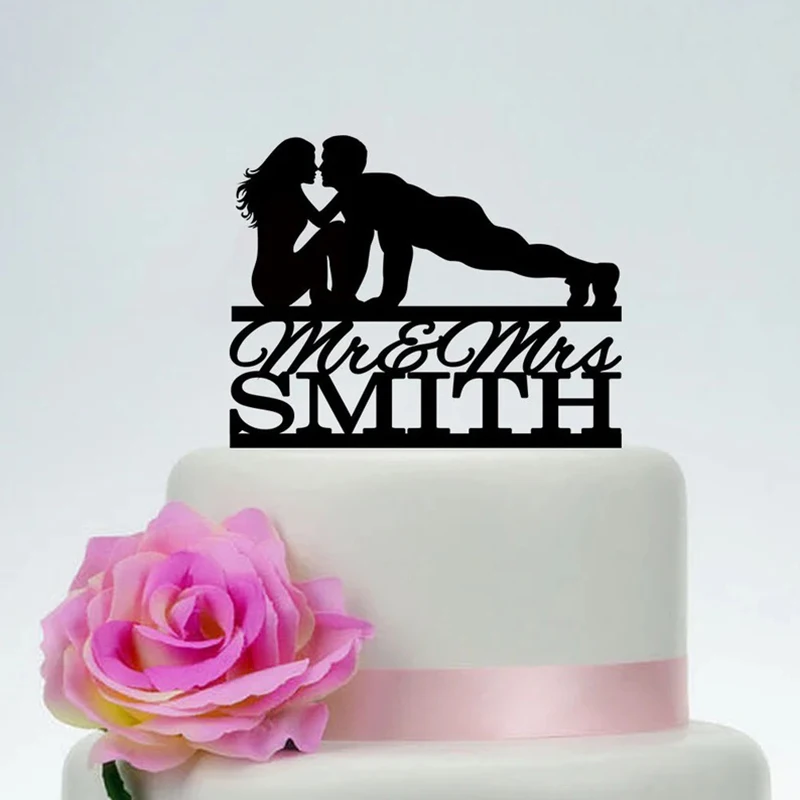 Personalised Name Wedding Cake Topper Fitness Cake Topper Gym Training Cake Topper Bodybuilder Last Name Cake Topper