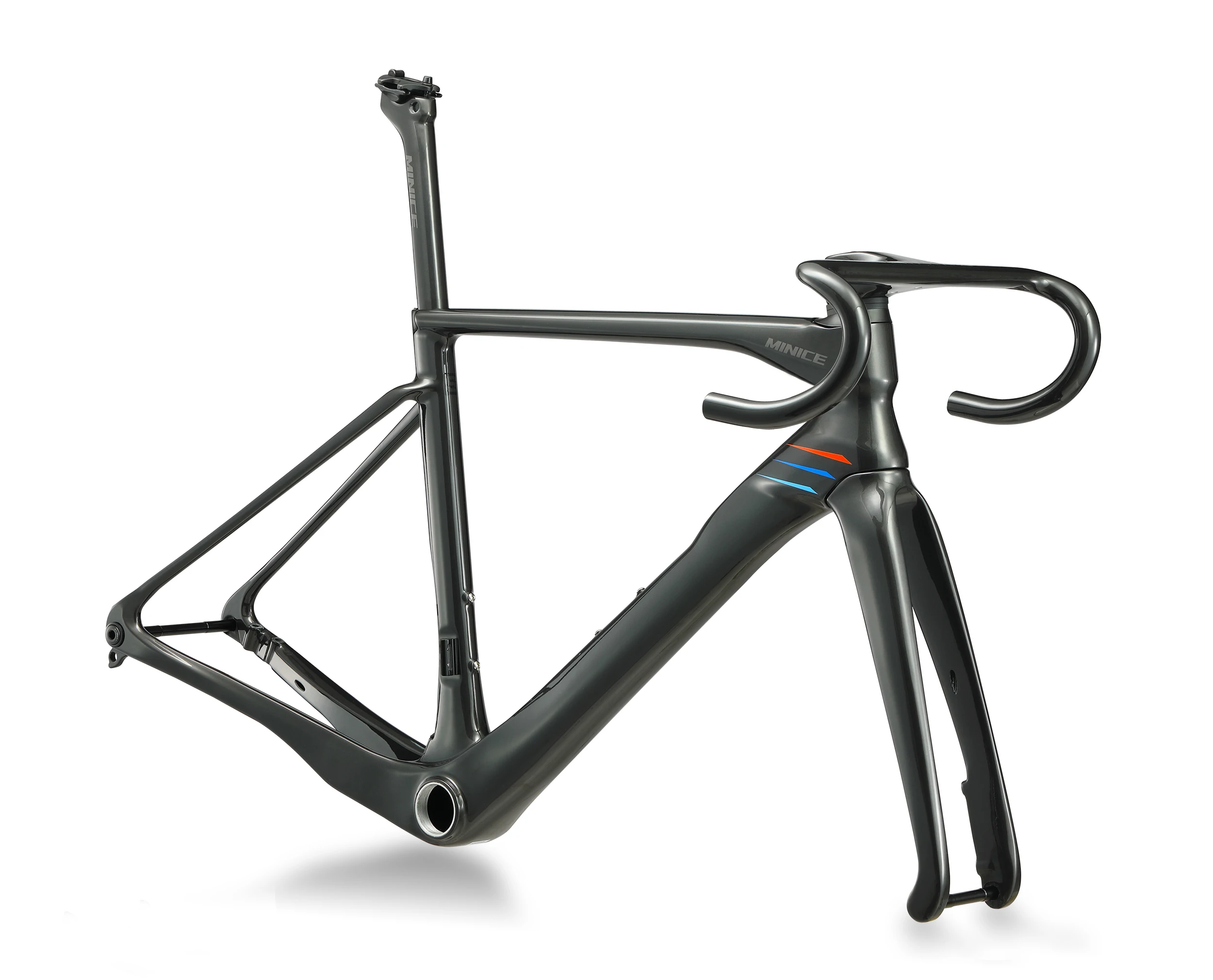 Minice Aerodynamischer EPS-geformter Carbonrahmen mit Scheibenbremse, max. 700*32C, AERO Rennrad-Rahmenset, BSA, vollständig interne Kabelführung, Lenker, DI2, mechanisch – Detail 26