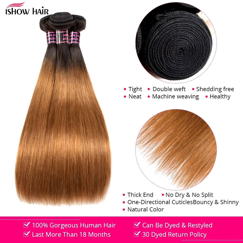 Mèches Brésiliennes Naturelles Remy Lisses avec Closure, Extensions de Cheveux Humains, 4x4, 1B 30