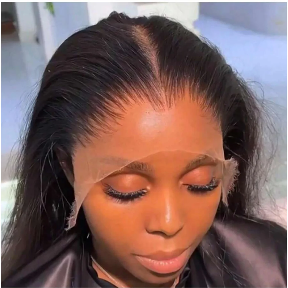 

Парик из натуральных волос, 250 г/м², 42 дюйма, 13x4, с прямой текстурой, на прозрачной кружевной основе, для женщин, натуральный цвет