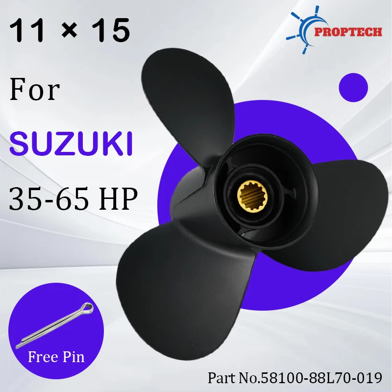 For Suzuki 35HP 40HP 50HP 55HP 60HP Outboard Propeller 11X15 Boat Motor Aluminum Alloy Ship Marine Engine 3 Blade 13 Spline