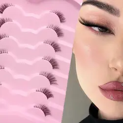7 pairs 3-5-9mm mixed length fox eyelashes D curl slim faux mink eyelashes fluffy fairy cat eye lashes natural look