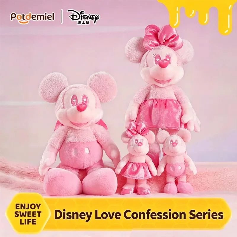 In Stock Original Potdemiel Disney Pink Mickey Minnie Plush Doll Pendant Couple Set Collectible Wedding Valentine Gift For Girls