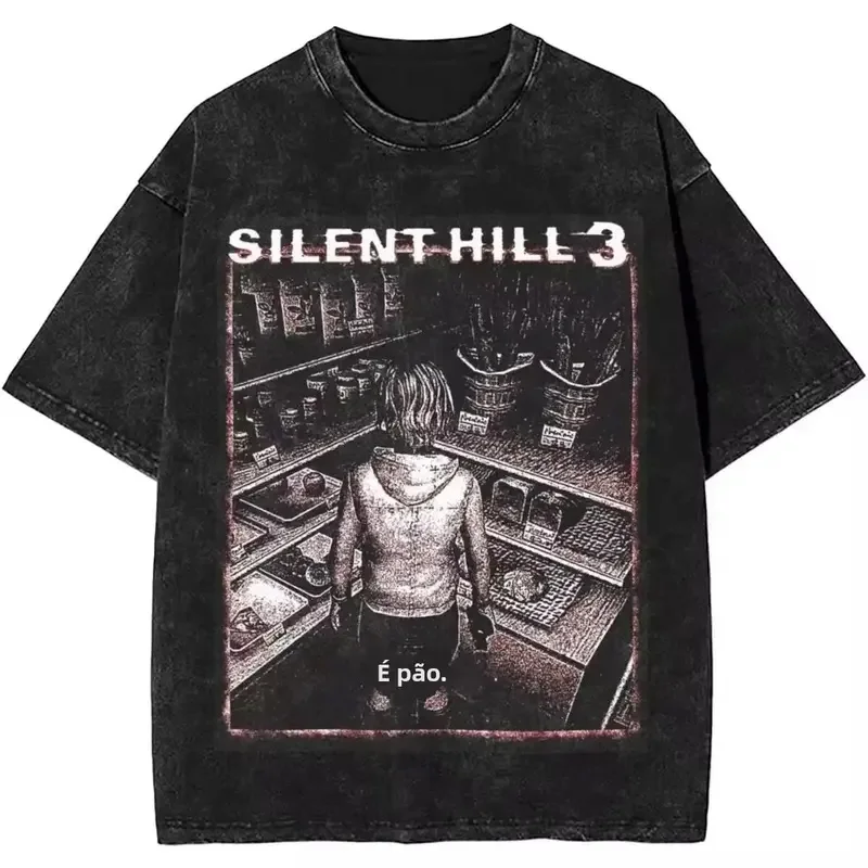 

Horror Silent Hill Heavens Night Хип-хоп стираная футболка мужская уличная одежда с рисунком ретро уличная футболка с короткими рукавами Y2K