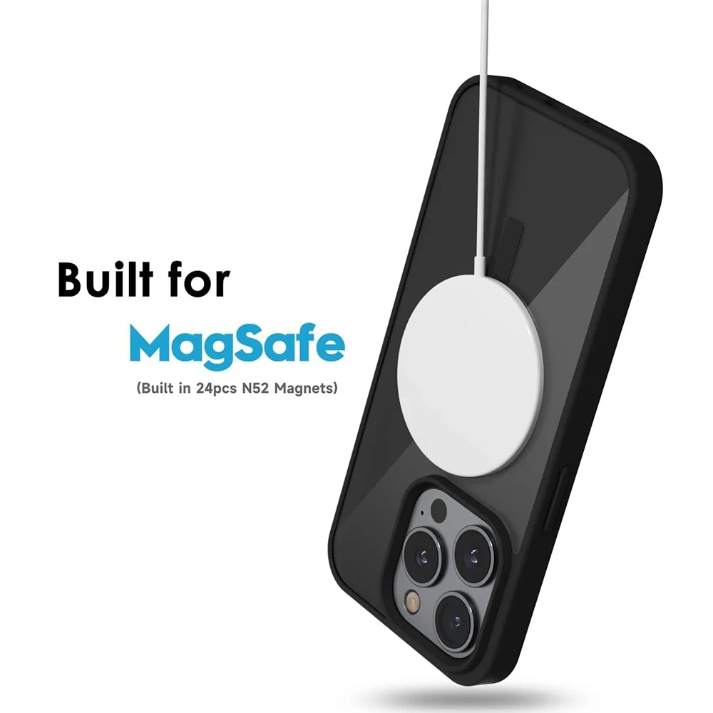 حافظة حماية هجينة لهاتف آيفون Magsafe Mag Safe متوافقة مع موديلات 12 13 Mini 14 15 Plus 16 Pro Max Se 2020 2022 ملحقات غطاء الهاتف المحمول