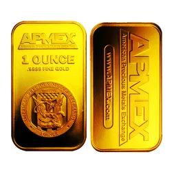 1 oz Apmex Gold Bar 24k Gold Plated Bullion 999 Fine Gold Plated Ingot Badge Coin