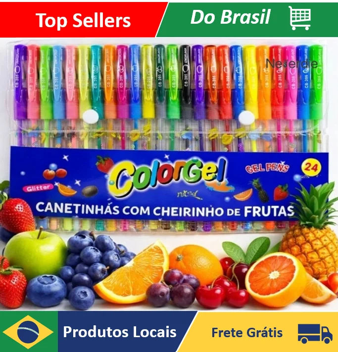 Caneta Gel Colorgel Canetinhas Coloridas Perfumadas Glitter Kit 24 Cores - Neverdie Store
