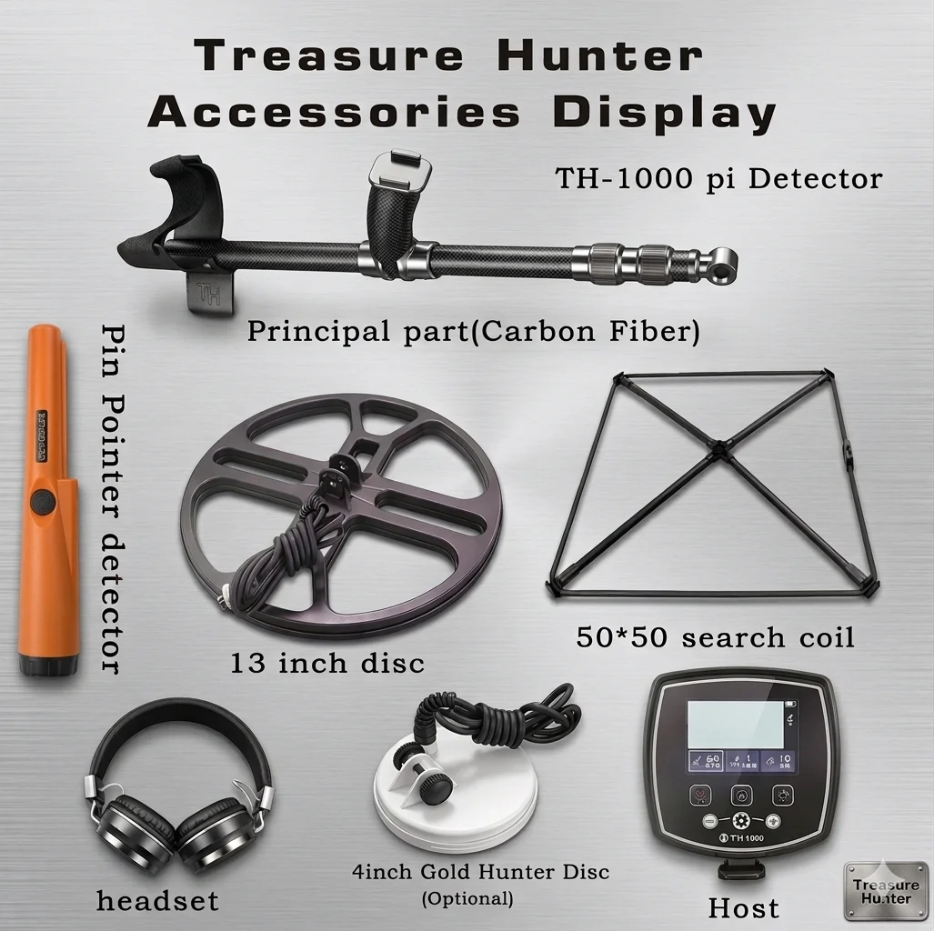 Original Treasure Hunter TH1000 professional metal detector, long-range gold and silver detection, automatic balance, object siz