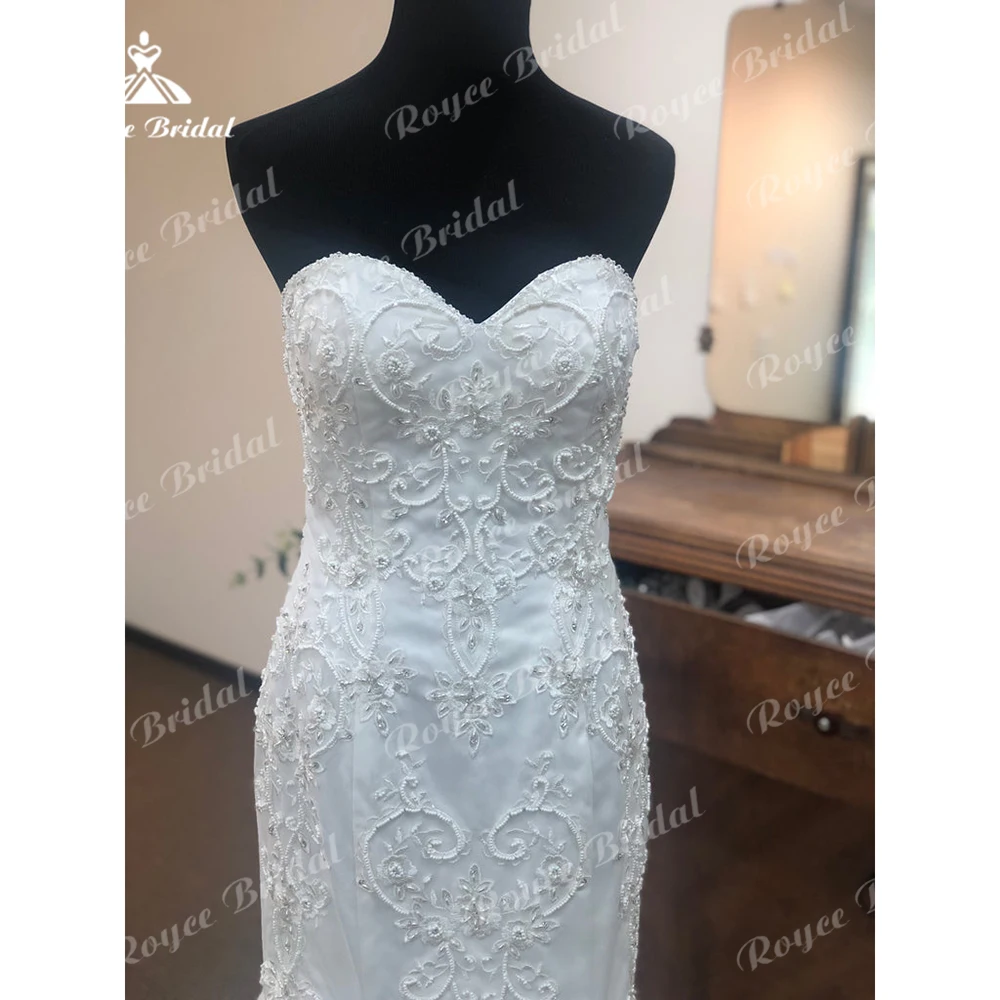 Vestido de noiva sereia sem mangas para mulheres, apliques de renda, varrer tule, vestidos nupciais boho, querida sexy