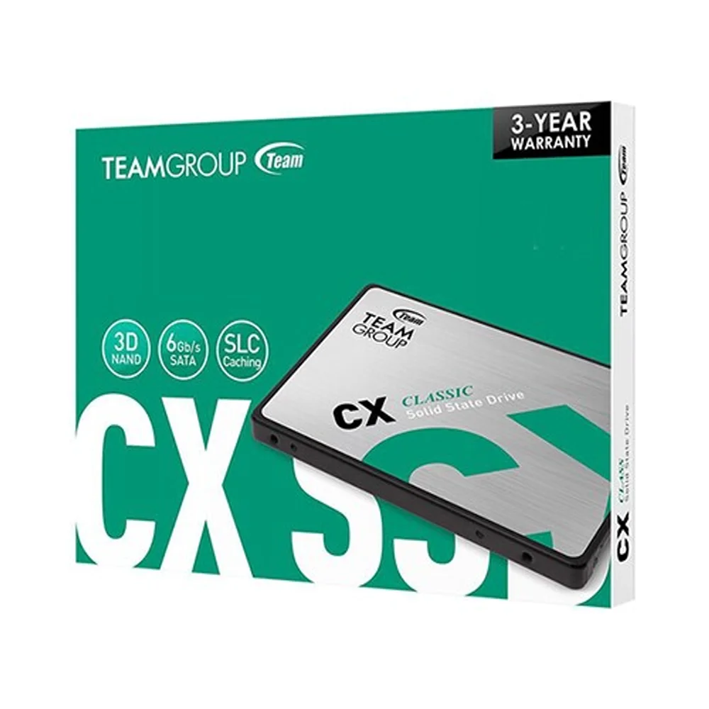 TeamGroup CX2 3D NAND solid state drive, 2.5 inch, 256GB, 512GB, 1TB, SATA III, up to 530 MB/s