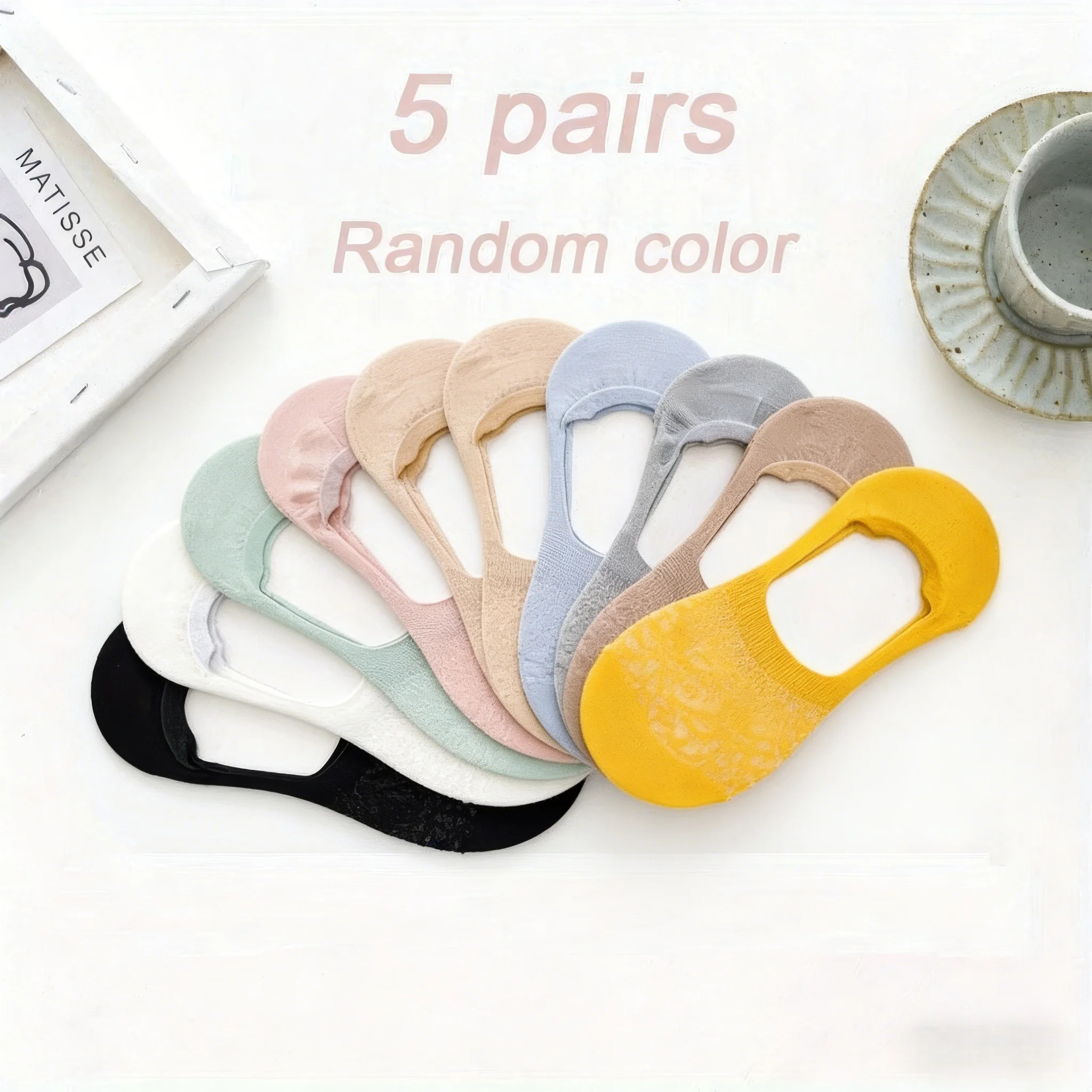 

5 Pairs Elegant Sheer Lace Invisible Socks: Breathable, Comfortable for Shoes, Various Colors Perfect for Daily Use