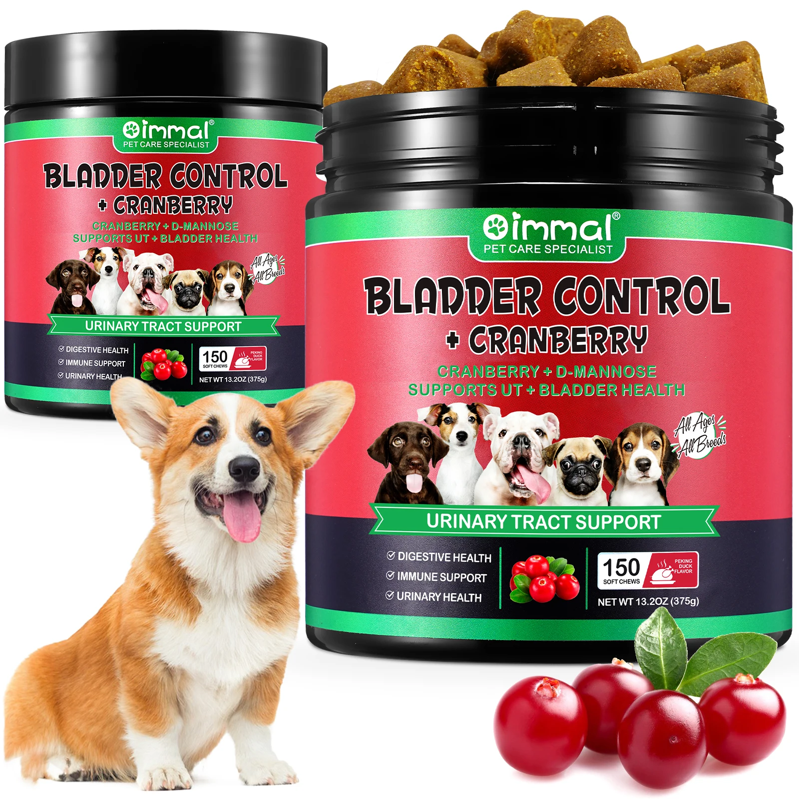 Cranberry Bladder Health for Dogs Contains Active Ingredients  Cranberry D-Mannose Help Support Dog Urinary Tract Kidney Health