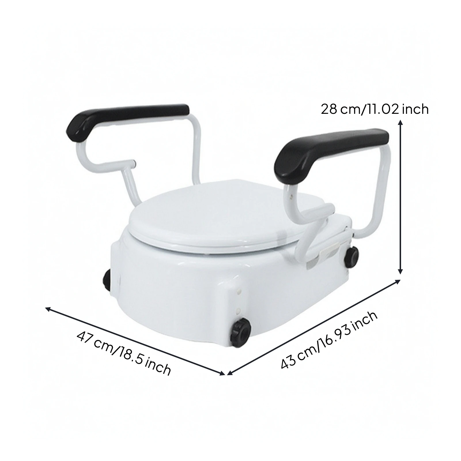 Height-Adjustable Raised Toilet Seat with Armrests