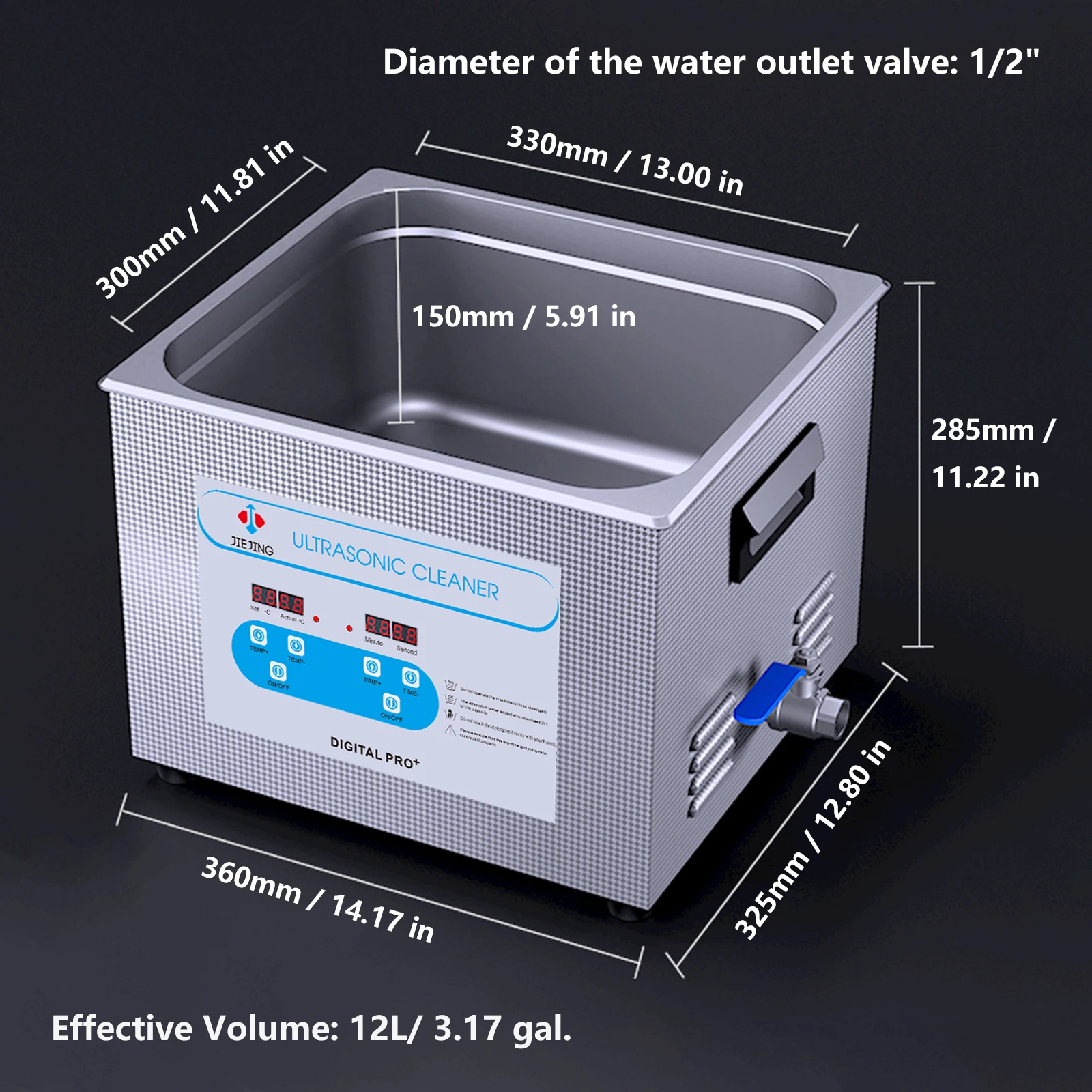 JIEJING 15L Ultrasonic Cleaner Heated Ultra Sonic Cleaner Jewelry Cleaner Ultrasound Cleaning Bath Tub for Glasses Engin Parts