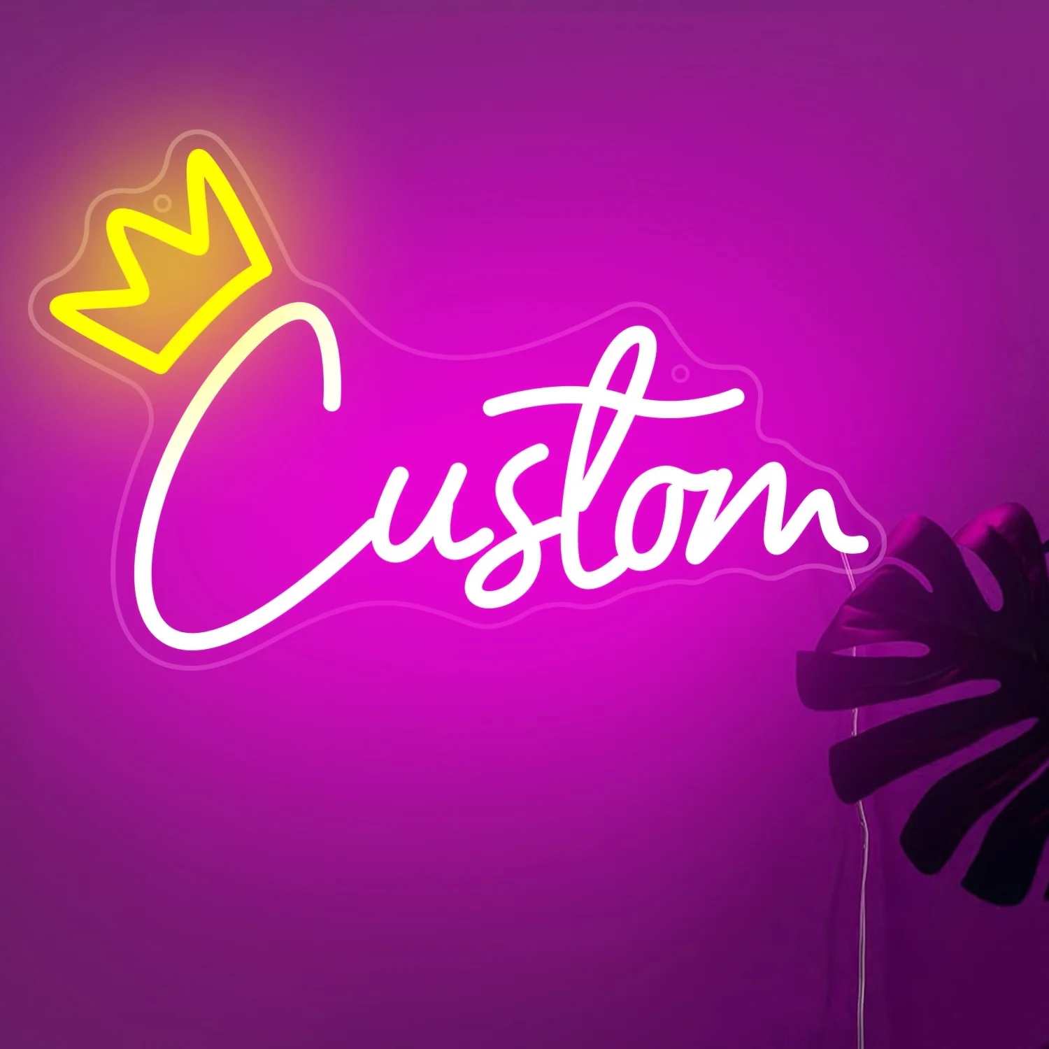 Halibusol Personalized LED Neon Sign - Text/Name & Crown - Single-Color Wall Suitable for Room Decor, Wedding, Birthday, Party view 6