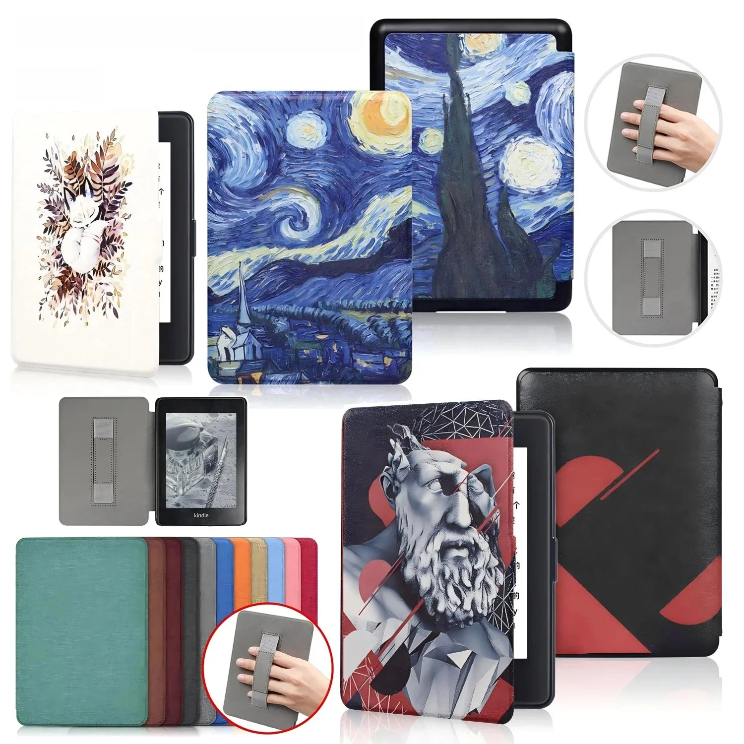 Dla Kindle Paperwhite 10. generacji Case 6 cali 2018 PU skórzane etui z paskiem na rękę PQ94WIF Paperwhite 4 Sleep Cover — zdjęcie produktu 7