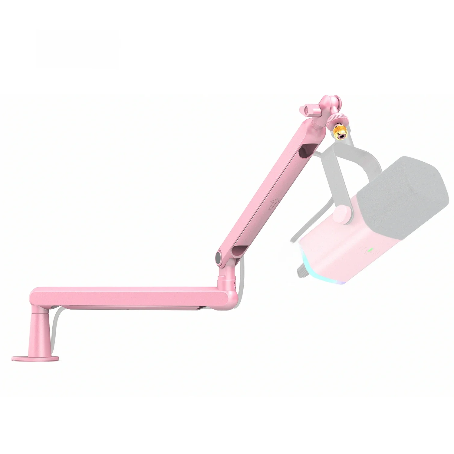 FIFINE Microphone Boom à profil bas, bras de micro réglable en métal avec gestion des câbles/pince en C pour le streaming AM8, K688-BM88P-rose 3