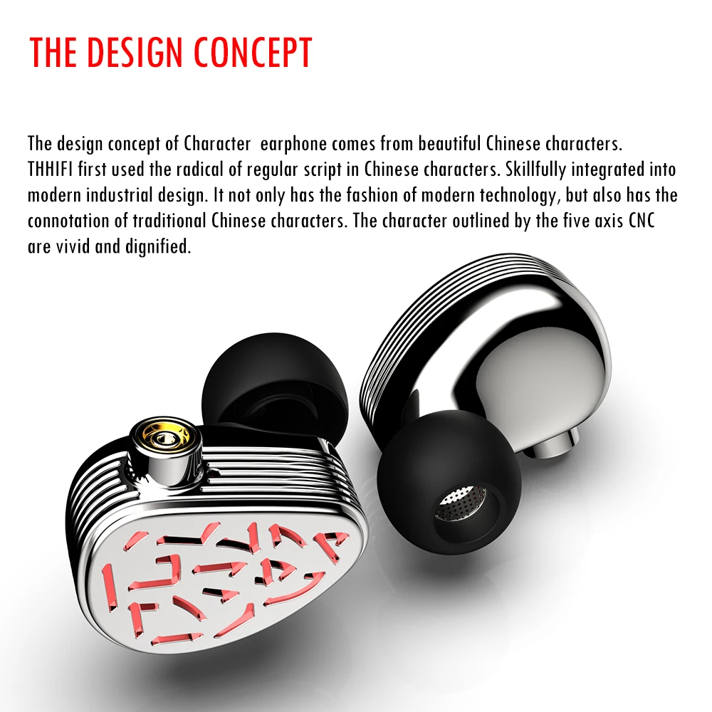 BGVP THHIFI Character 1DD+ 1BA Hybrid Technology Metal Bass In Ear Earphone HiFi Music Sport Headphoens Detachable Cable MMCX