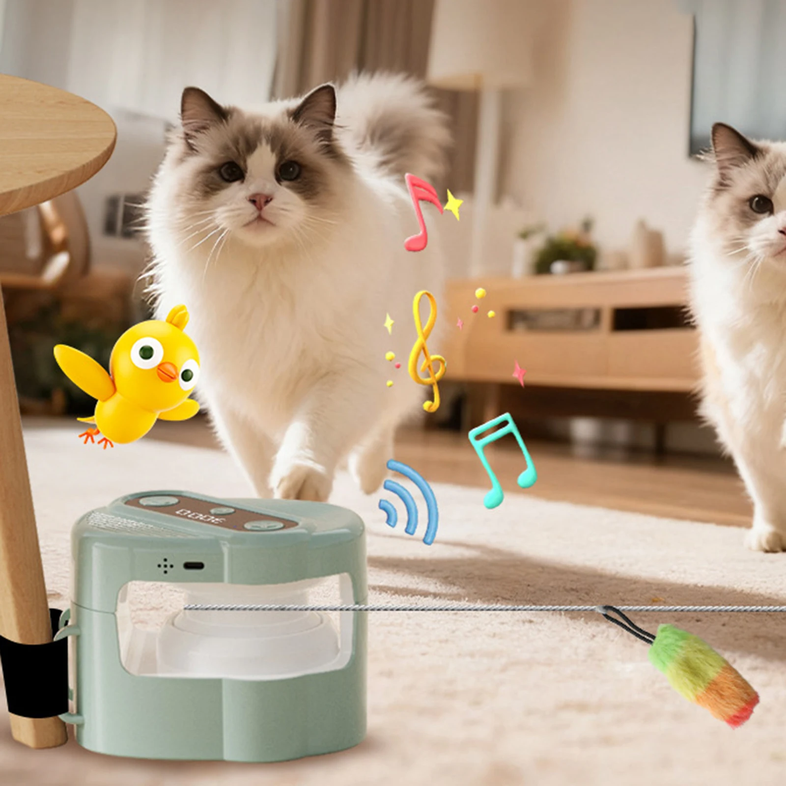 

Interactive Cat Toy Cat Accessories Analog Sound Adjustable Speed Rechargeable Enrichment Toys for cCts Kitten pet Cats Products