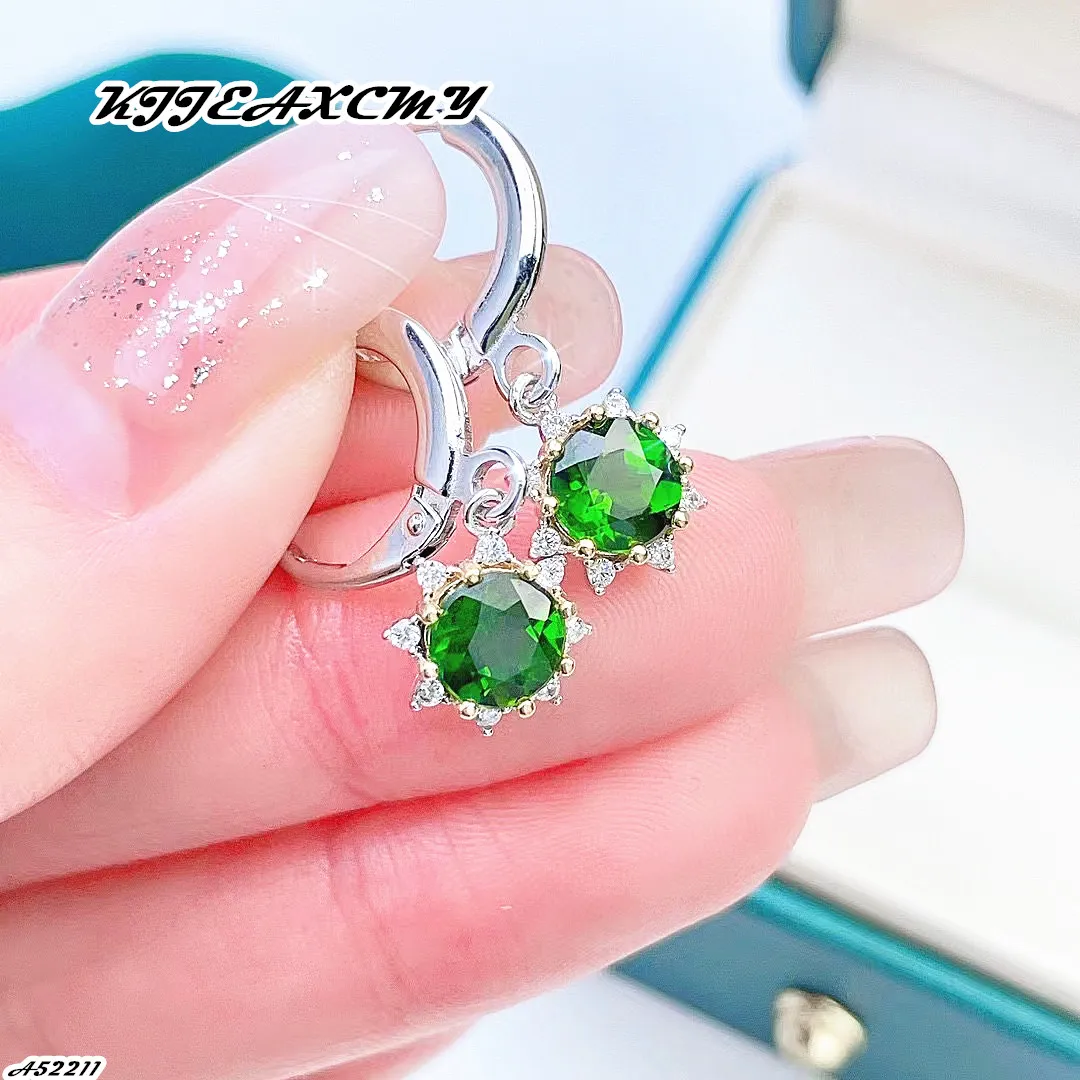 

Boutique Jewelry 925 Sterling Silver Natural Diopside Gem Women's Earrings Girl Bride Party Wedding Birthday Gift New Year Valen