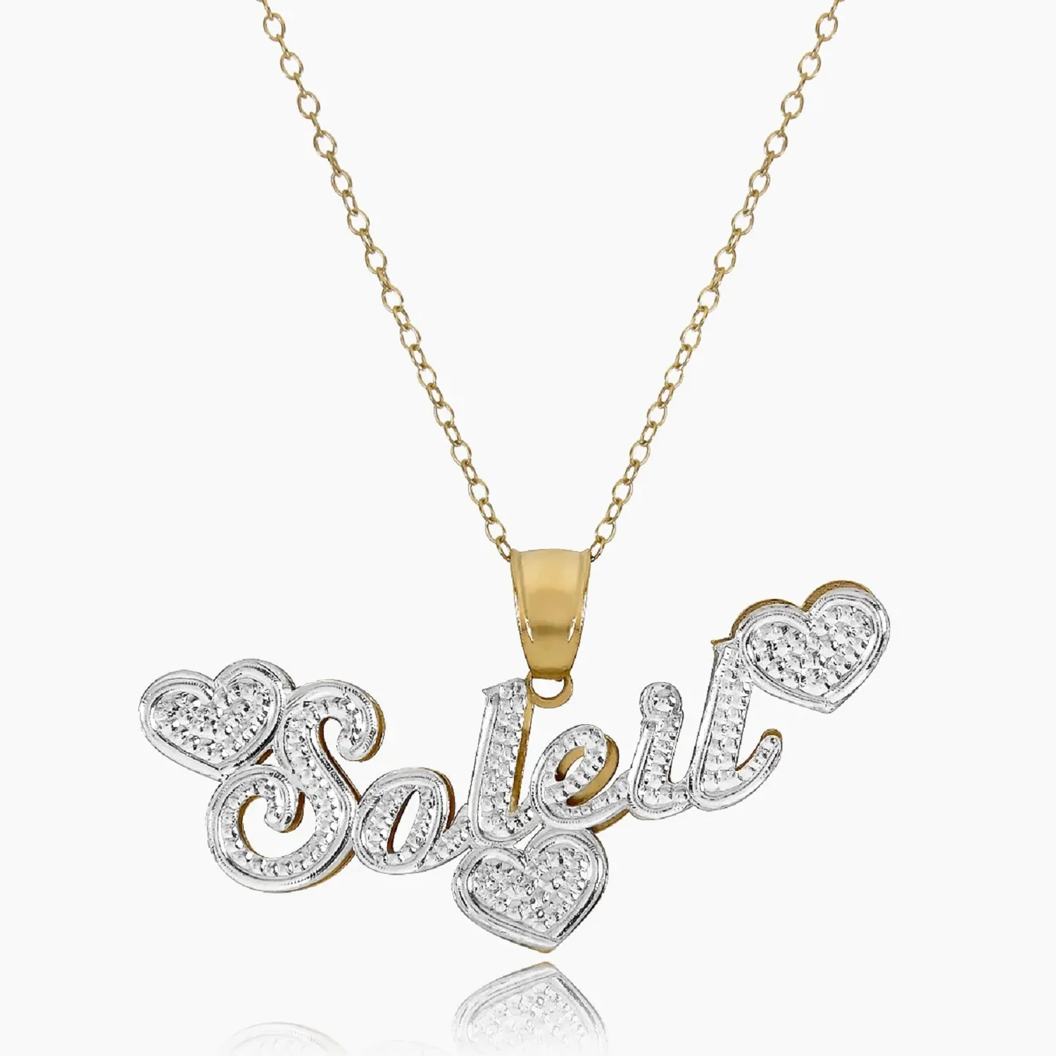 

The Lovely Double Plated Name Necklace With Small Heart Custom 3D Nameplate Pendant Jewelry Gift For Women