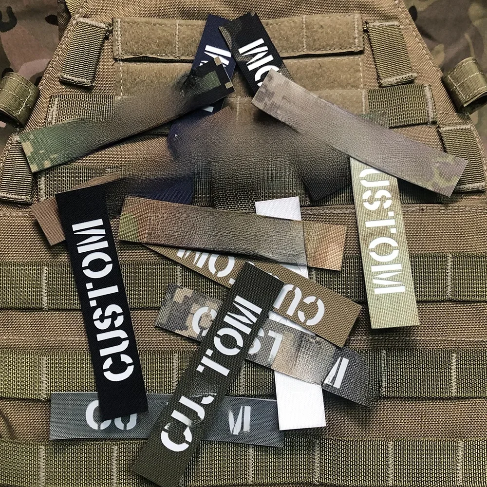 Patch de réflexion infrarouge IR IFF de découpe laser personnalisé, bandes nominatives, lettres blanches