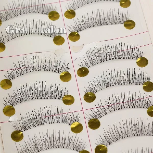 10 par makijażu naturalne długie ręcznie robione miękkie sztuczne rzęsy rzęsy wesele — zdjęcie 2