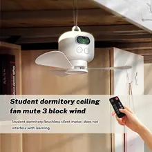 Ventilador de Camping con Batería de 8000 mAh, Luz LED y Control Remoto, Ventilador de Techo Recargable por