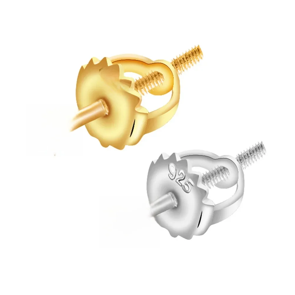 Boucles d'oreilles en argent regardé 925 et or 18 carats, bouchons arrière, base de paramètres de clous d'oreille, composants de bricolage, bijoux exécutifs, remplacements, lot de 4 pièces