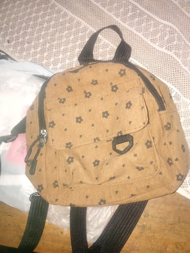 Cute Flower Print Small Backpacks Lightweight Multiple Pocket Corduroy Mini Backpack Ladies Fashion Women Shoulder Bag 4Colors photo review