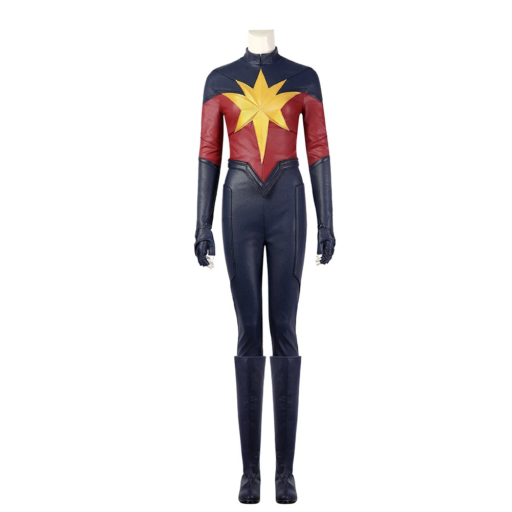 Carol Fantasia Danvers Cosplay Costume Jumpsuit Boots Women Disguise Halloween Carnival Part Suit