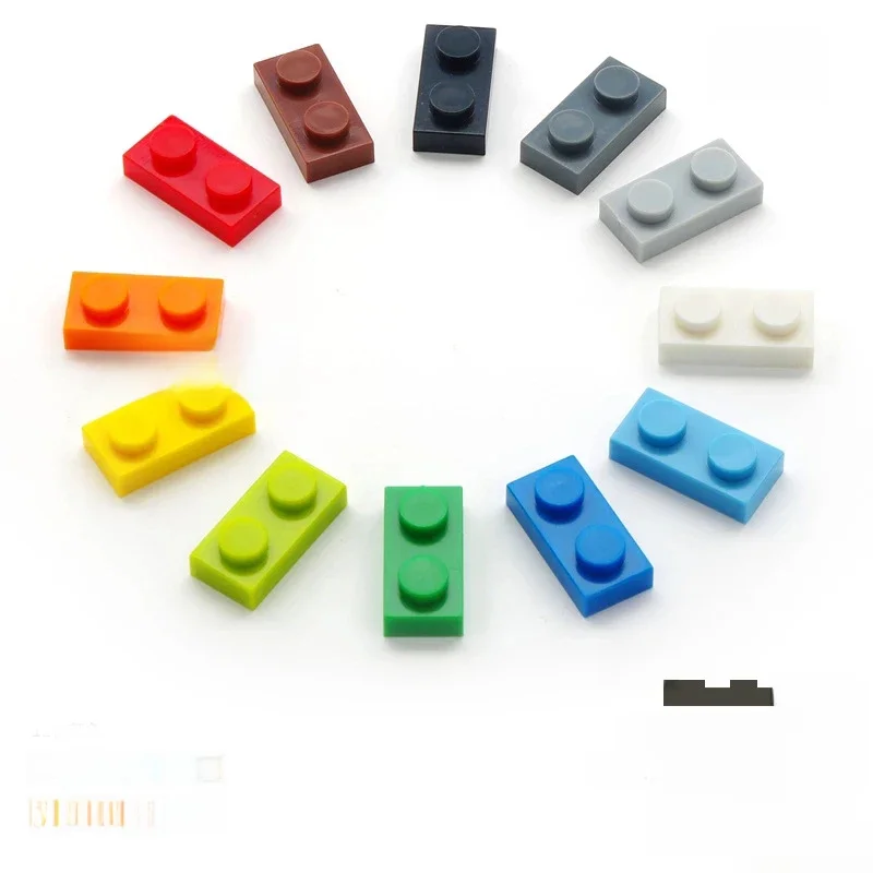 Blocs de construction pour enfants, 50 pièces, figurines fines, briques 1x2 points, 12 couleurs, taille créative éducative, Compatible avec 3023 jouets pour enfants