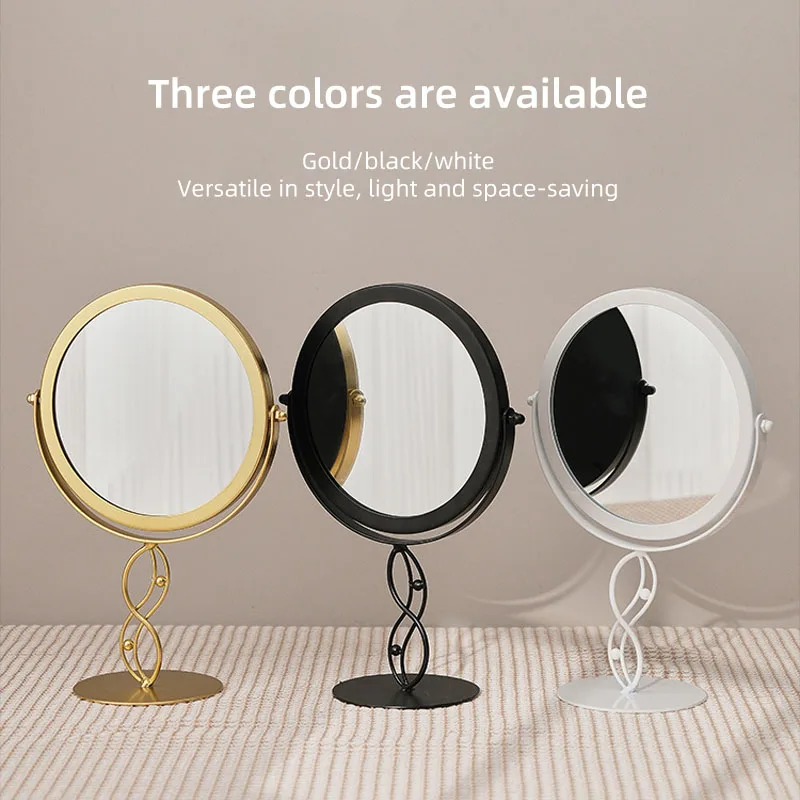 Luz de luxo casa pé espelho rotativo estudante dormitório espelho maquiagem quarto desktop vestir espelho beleza