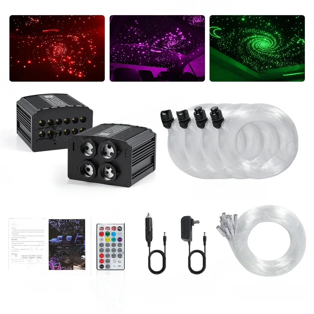 4 Poort 32 W Twinkle RGBW Meteor Starlight Headliner Ster Plafondlamp 860 stks Glasvezel Voor Auto Thuis APP & RF Afstandsbediening Sterrenhemel Dak - afbeelding 2
