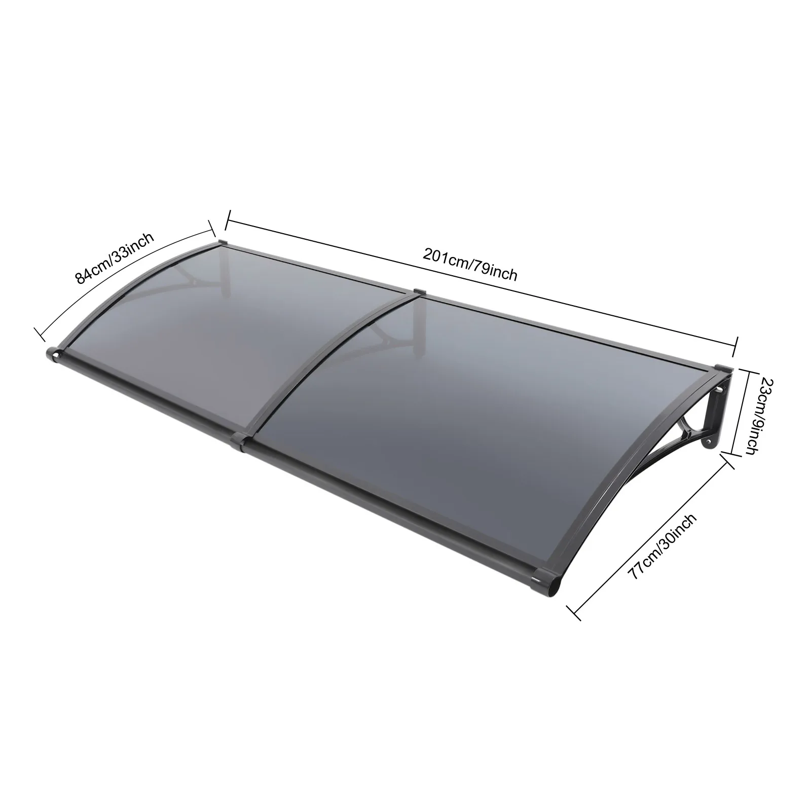 Cubierta de lluvia para puertas y ventanas, toldo para puerta y ventana, toldo para puerta delantera, excelente Protector de PC y aleación de aluminio negro