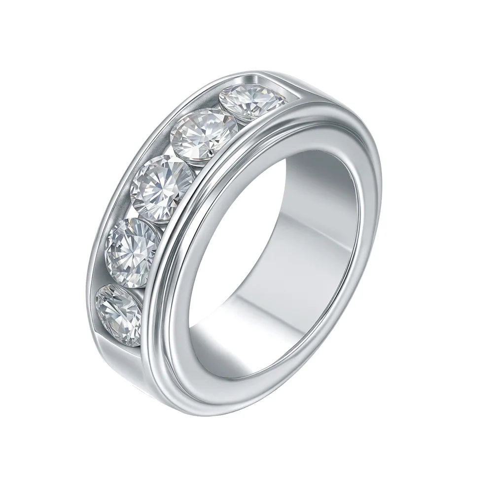925 Silver 2cttw D Color Moissanite Half Eternity Ring Women Men Trendy Iced Engagement Rings Channel Set Pass Diamond Tester