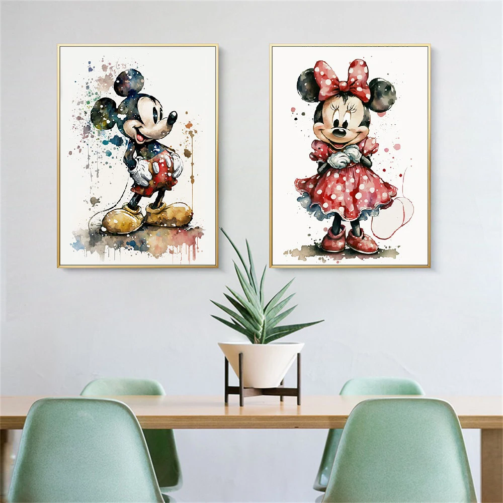 

Disney Lovely Mickey Mouse Poster Mickey And Minnie Mouse Wall Art Canvas Painting Lovely Nursery Kid Room Wall Decor