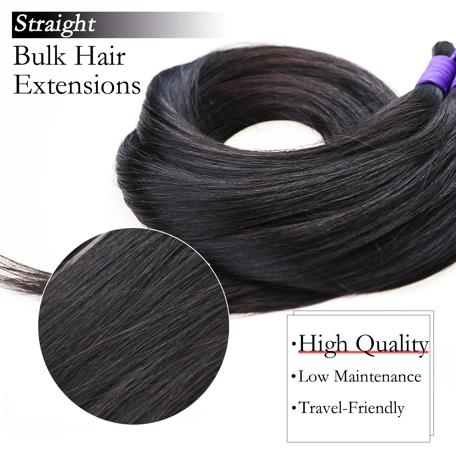 Straight India Virgin Human Hair Bulk Natural Human Locks for Braiding Bulk No Weft for Braids Beauty Supply Extensions Wigs