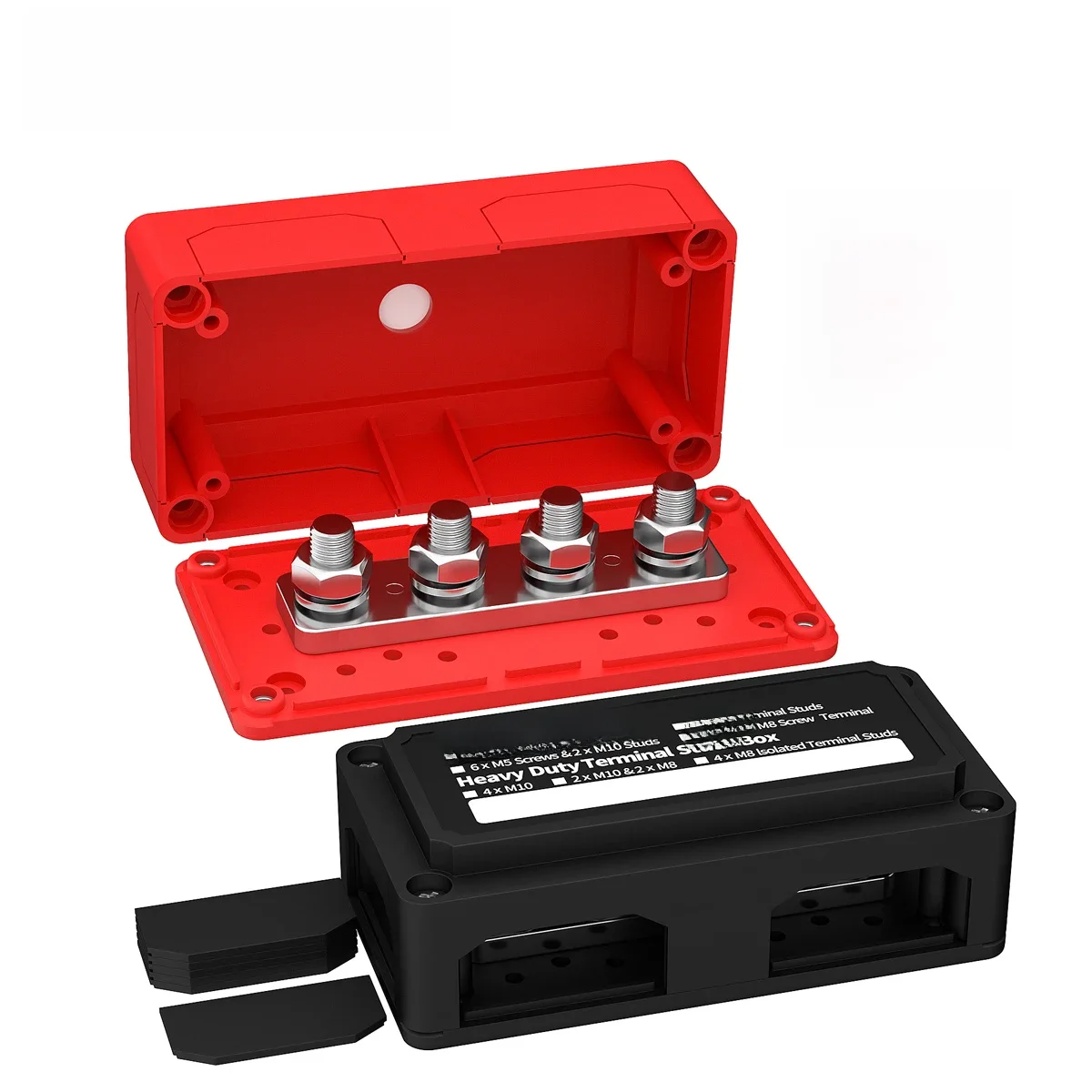 300A Bus Bar Heavy Duty Stroomverdeelblok Busbar Box Module Ontwerp met 4X M8 (5/16") Terminal Studs Voor Auto RV Boot - afbeelding 2